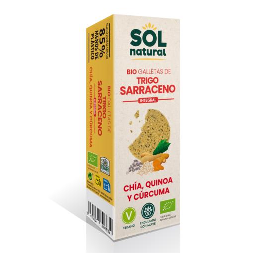 repostería y chocolates GALLETAS DE TRIGO SARRACENO CON CHÍA, QUINOA Y CÚRCUMA BIO 175G