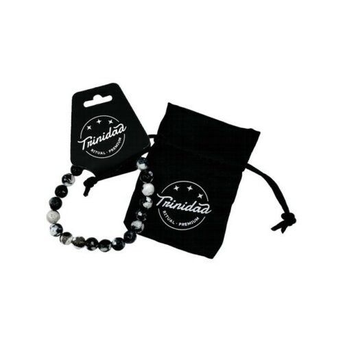 bisuteria PULSERA AGATA NEGRA TEÑIDA BLANCA BOLA 8 MM.