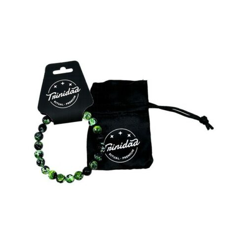 bisuteria PULSERA AGATA NEGRA TEÑIDA VERDE BOLA 8 MM.
