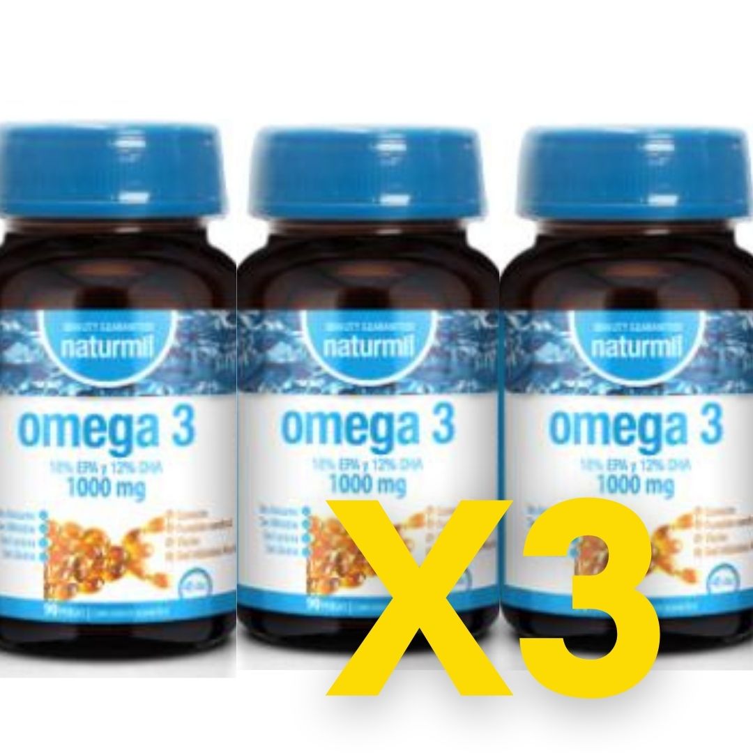 Pack Omega 3 x3 Naturmil 1000 mg con EPA y DHA para salud cardiovascular